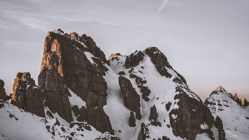 rock, snowy, relief, blocks, 4k