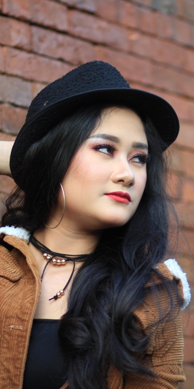 Women Model, Hat, Asian, Lipstick, Black Hair, 1080x2160