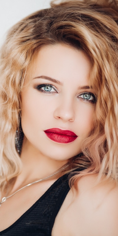 Women Model, Blonde, Face, Lipstick, Blue Eyes, 1080x2160