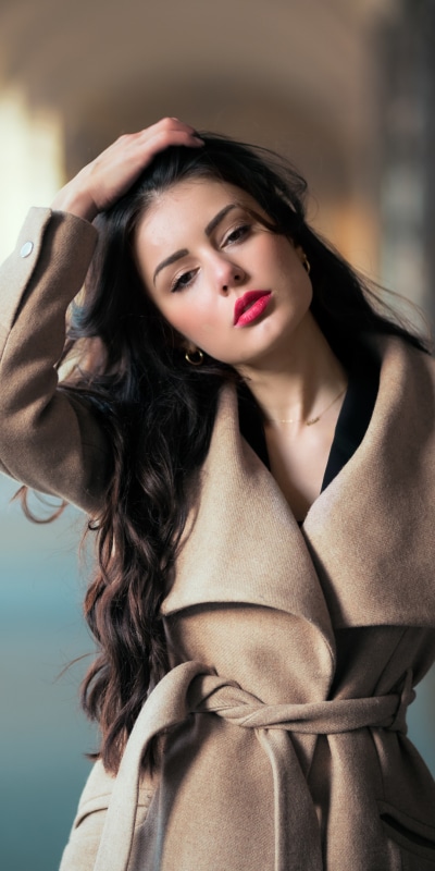 Women Model, Long Hair, Brunette, Lipstick, Coat, 1080x2160