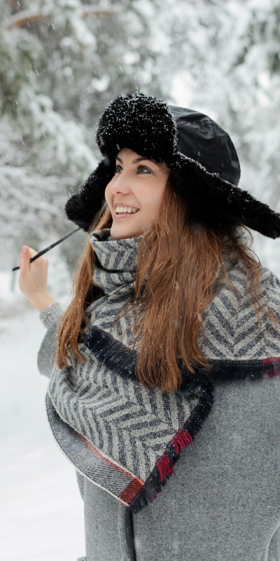 Women Model, Redhead, Winter, Hat, Smile, 1080x2160