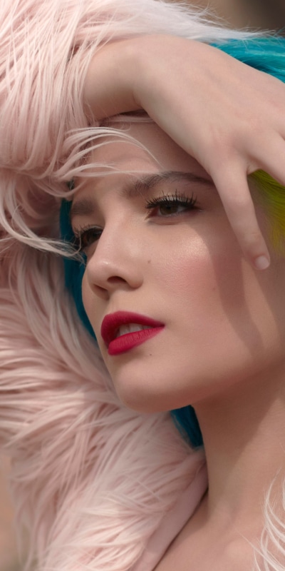 Music Halsey, Face, Blue Hair, Halsey (Singer), American, Lipstick, 1080x2160