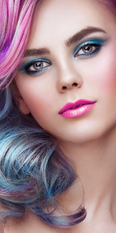 Women Model, Lipstick, Face, Blue Eyes, Two-toned Hair, 1080x2160