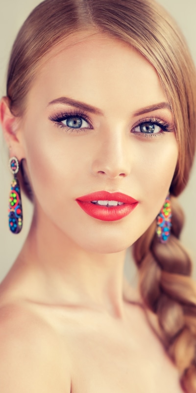 Women Model, Blue Eyes, Face, Braid, Blonde, Earrings, 1080x2160