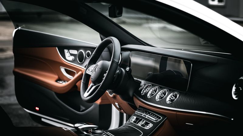 steering wheel, car, salon, door, 4k