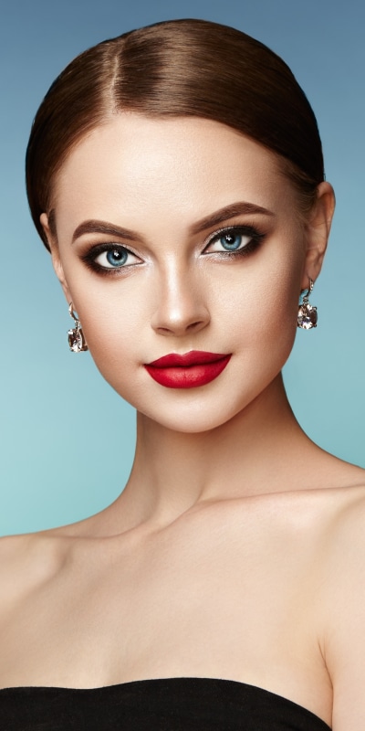 Women Model, Blue Eyes, Face, Earrings, Lipstick, 1080x2160