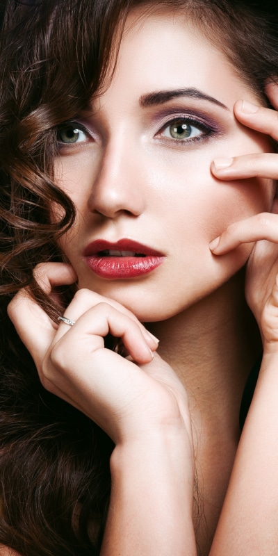 Women Model, Face, Bokeh, Brunette, Blue Eyes, Lipstick, 1080x2160