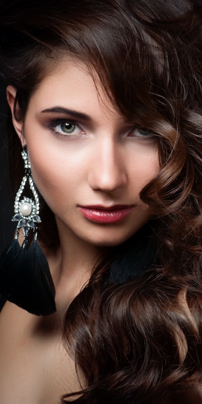Women Model, Lipstick, Face, Earrings, Brunette, Blue Eyes, 1080x2160