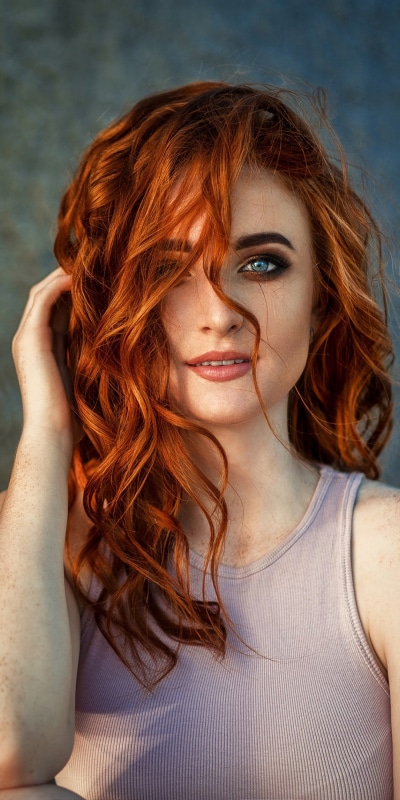 Women Model, Freckles, Redhead, Blue Eyes, 1080x2160