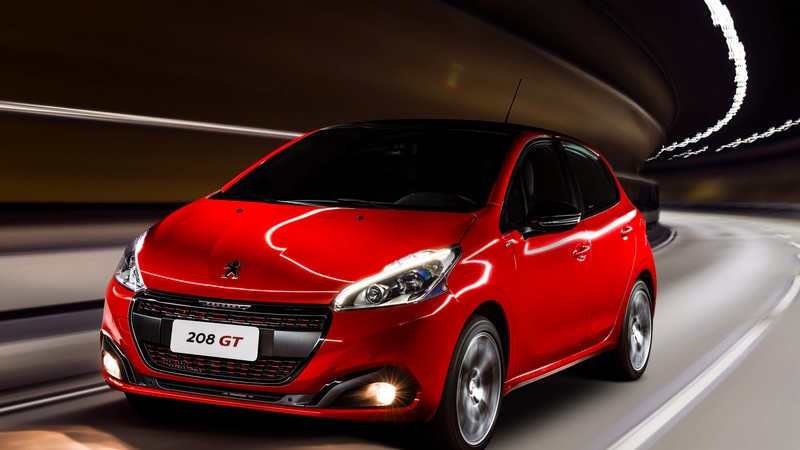 Peugeot 208 GT, hatchback, red, clouds