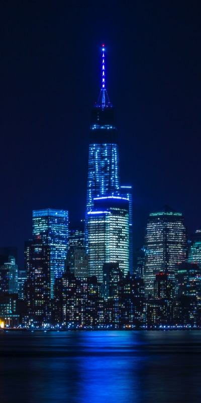 Man Made Manhattan, Architecture, City, Night, Blue, Building, 1080x2160