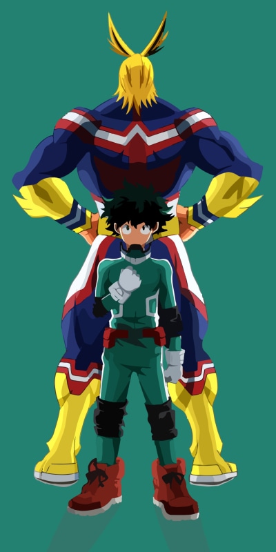 Anime My Hero Academia, All Might, Izuku Midoriya, 1080x2160