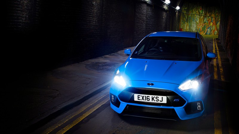 Ford Focus RS, hatchback, blue, night