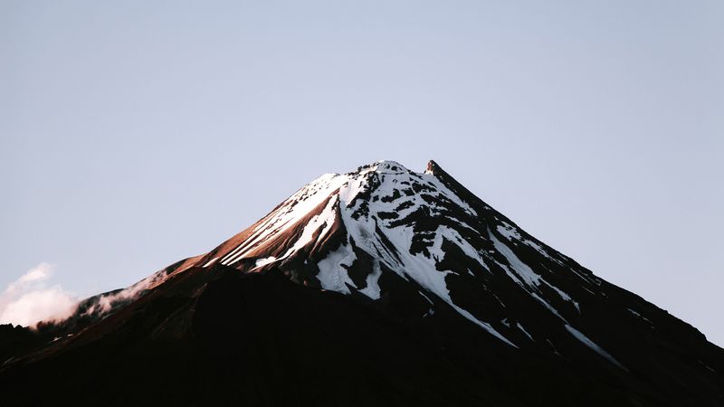 volcano, peak, snowy, relief, 4k