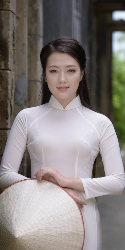 Women Asian, Asian Conical Hat, Vietnamese, Model, Ao Dai, 1080x2160