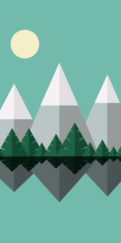 Artistic Minimalist, Mountain, Sun, Tree, 1080x2160