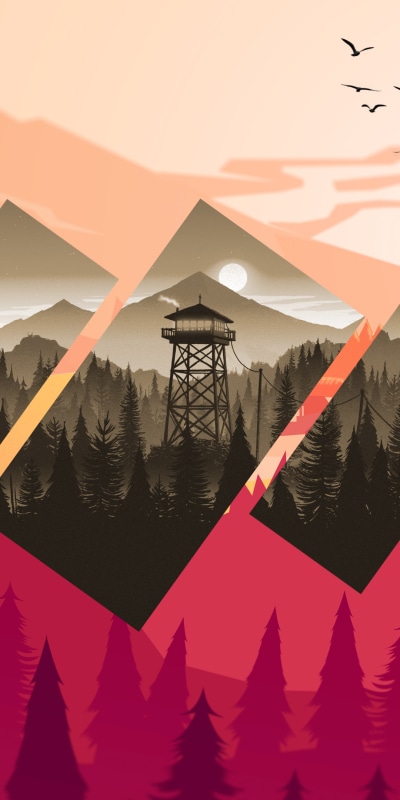 Video Game Firewatch, Polyscape, Rectangle, Mountain, 1080x2160