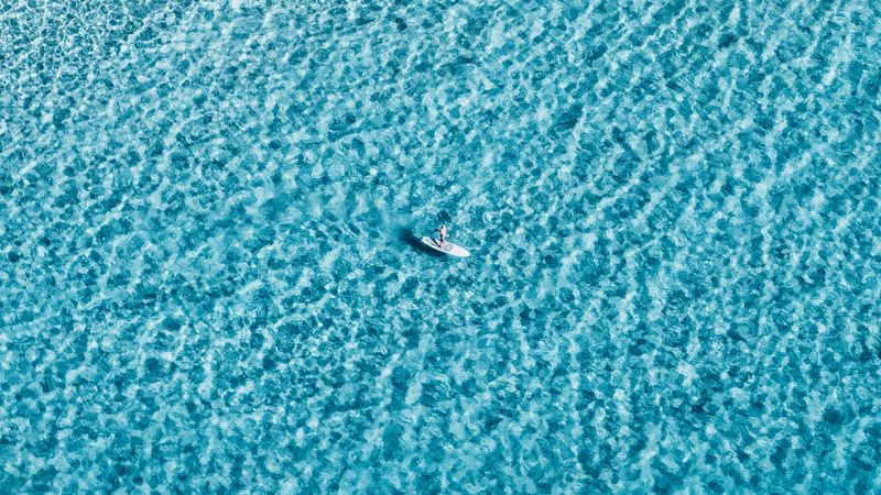 boat, aerial view, coast, wave, 4k