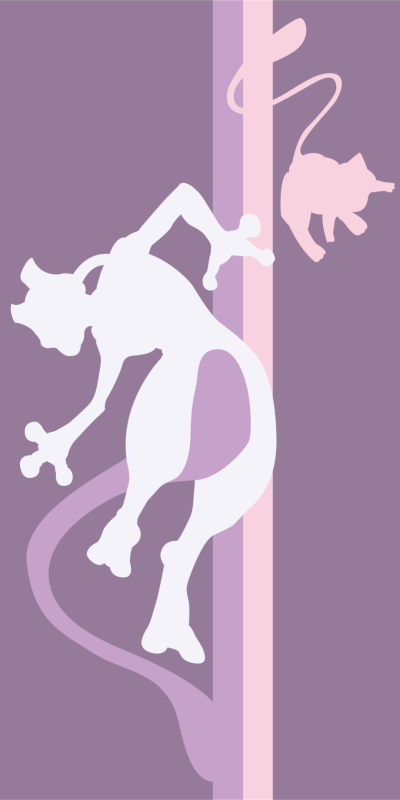 Anime Pokémon, Minimalist, Mew (Pokémon), Mewtwo (Pokémon), 1080x2160