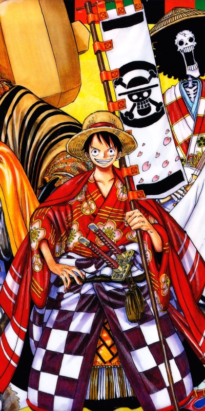 Anime One Piece, Japanese Clothes, Monkey D. Luffy, 1080x2160