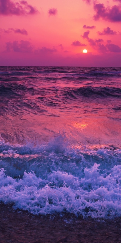 Earth Sunset, Ocean, Purple, Seascape, 1080x2160