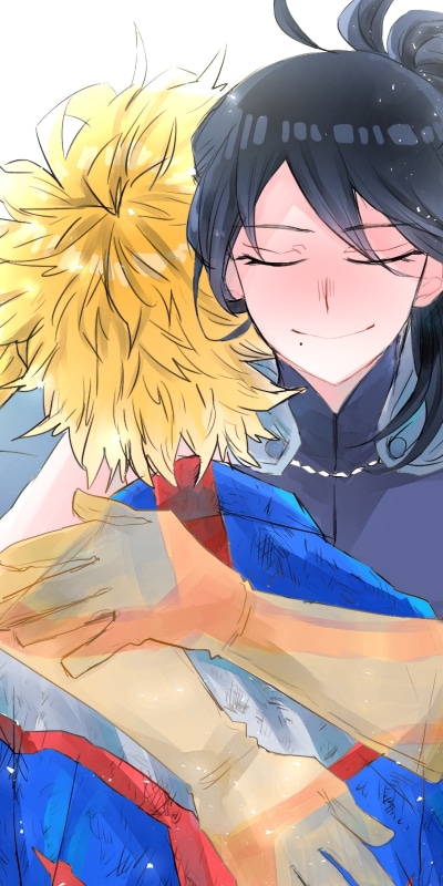 Anime My Hero Academia, Nana Shimura, Black Hair, All Might, Blonde, Hug, 1080x2160