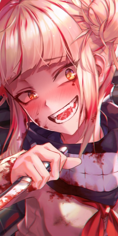 Anime My Hero Academia, Himiko Toga, Blood, Smile, Blonde, 1080x2160