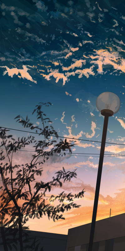 Anime Sunset, City, 1080x2160