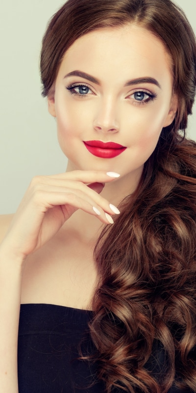 Women Model, Brunette, Lipstick, Blue Eyes, Long Hair, 1080x2160