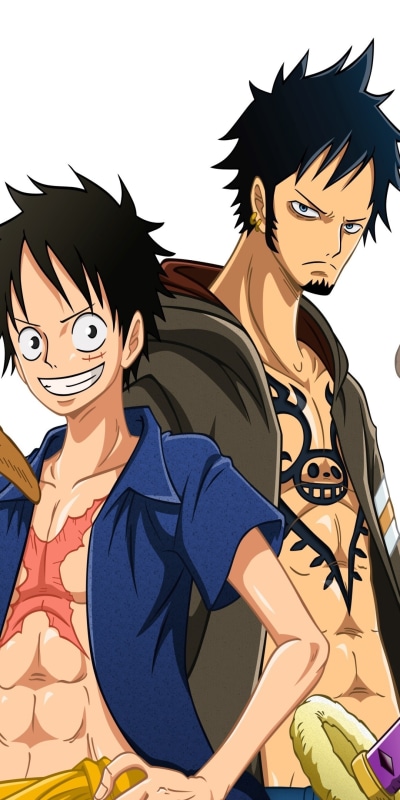 Anime One Piece, Monkey D. Luffy, Trafalgar Law, 1080x2160