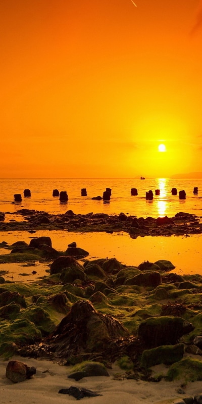 Earth Sunset, Ocean, Sea, Yellow, 1080x2160