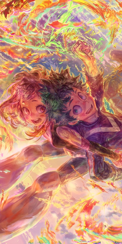 Anime My Hero Academia, Ochaco Uraraka, Izuku Midoriya, 1080x2160