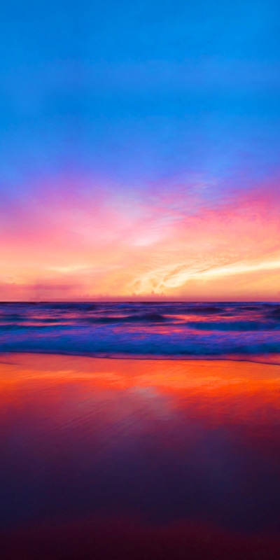 Earth Sunset, Beach, Scenic, Horizon, Colorful, 1080x2160
