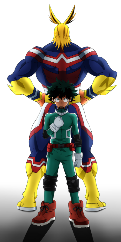 Anime My Hero Academia, All Might, Izuku Midoriya, 1080x2160