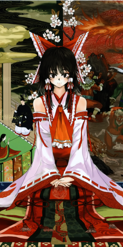 Anime Touhou, Reimu Hakurei, 1080x2160