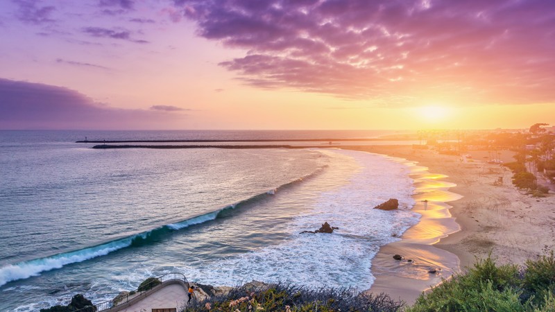 Corona Del Mar, 4k, California. USA, Best Beaches in the World, travel, tourism, sunset, sunrise, sea
