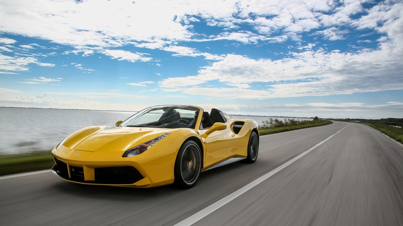 Ferrari 488 Spider, cabriolet, roadster, yellow