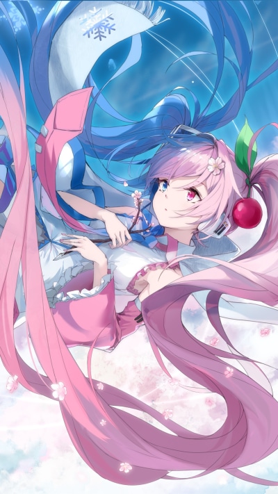 Anime Vocaloid, Sakura Miku, Hatsune Miku, 1080x1920