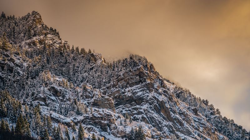 mountain, peak, snowy, relief, 4k