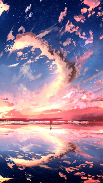 Anime Sunset, Starry Sky, Cloud, Sky, 1080x1920