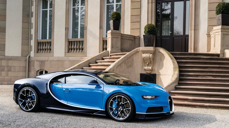 Bugatti Chiron, Geneva Auto Show 2017, hypercar, blue HD Wallpaper