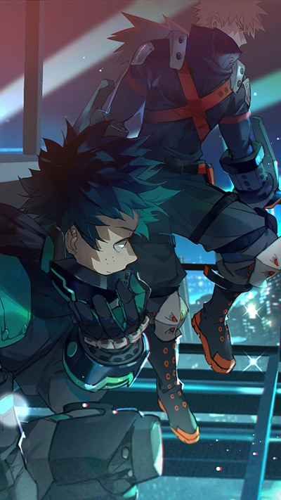Anime My Hero Academia, Izuku Midoriya, Katsuki Bakugou, 1080x1920