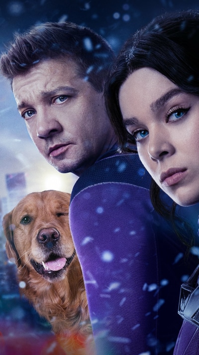 TV Show Hawkeye, Kate Bishop, Hailee Steinfeld, Lucky The Pizza Dog, Clint Barton, Jeremy Renner, 1080x1920