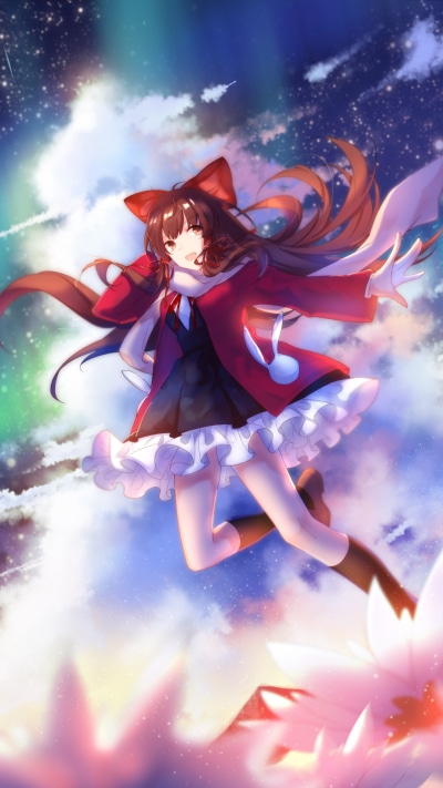 Anime Touhou, Reimu Hakurei, 1080x1920