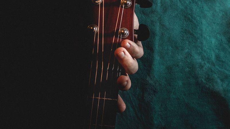 guitar, tattoo, hand, fingers, strings, 4k
