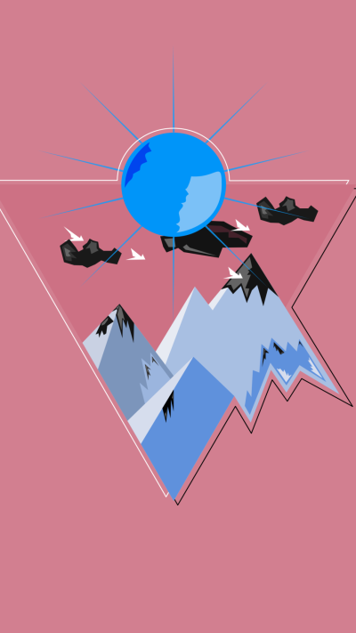 Artistic Minimalist, Sun, Mountain, 1080x1920