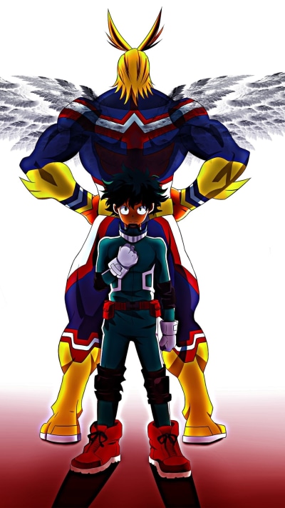 Anime My Hero Academia, Izuku Midoriya, All Might, 1080x1920