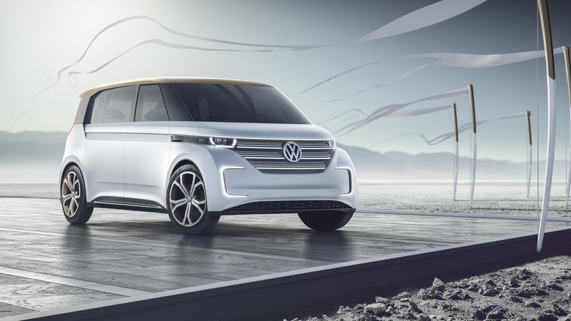 Volkswagen BUDD-e, CES 2016, electric microbus, silver