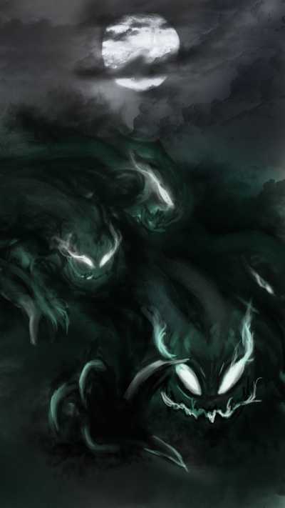Dark Demon, Zombie, Night, Full Moon, 1080x1920