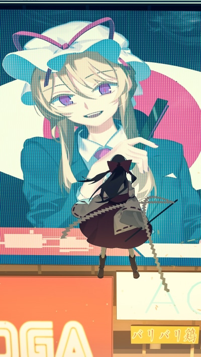 Anime Touhou, Reimu Hakurei, Yukari Yakumo, 1080x1920